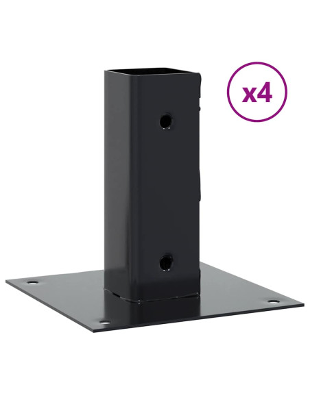 Basi per Pali Quadrati 4 pz 46x46 mm Acciaio Verniciato Polvere