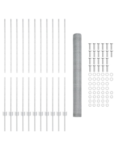 Posti per Recinzione  22 pcs U-Channel 140 cm Acciaio Galvanizzato, Recinzione Esagonale  1.4x25 m Acciaio Galvanizzato