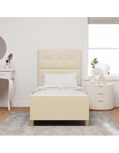 Struttura del letto con testiera Crema 90 x 200 cm Tessuto