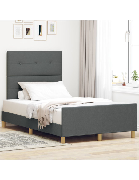 Struttura Letto Grigio Scuro 120x190 cm Tessuto
