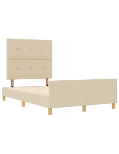 Struttura del letto con testiera Crema 120 x 190 cm Tessuto