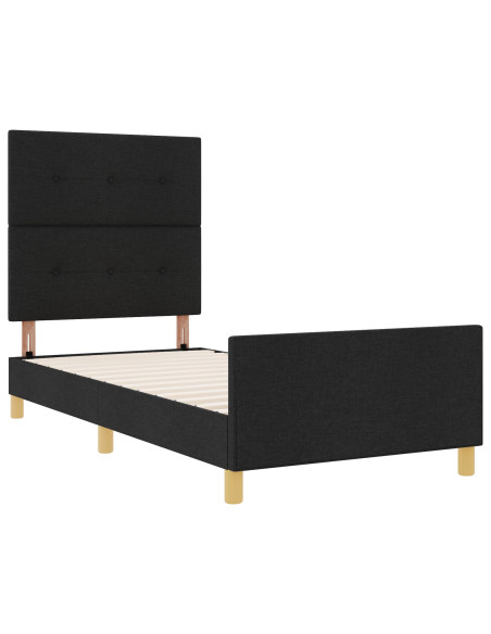Struttura del letto con testiera Nero 90 x 190 cm Tessuto