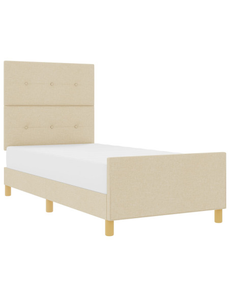 Struttura del letto con testiera Crema 90 x 190 cm Tessuto