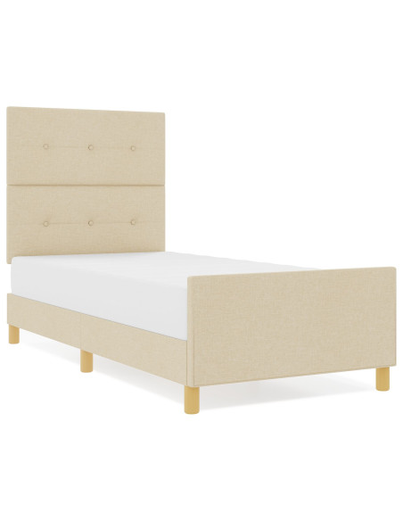 Struttura del letto con testiera Crema 90 x 190 cm Tessuto