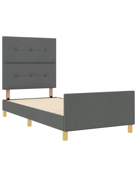 Struttura del letto Grigio scuro 90 x 200 cm Tessuto