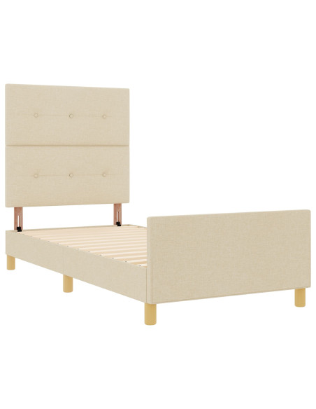 Struttura del letto con testiera Crema 90 x 200 cm Tessuto
