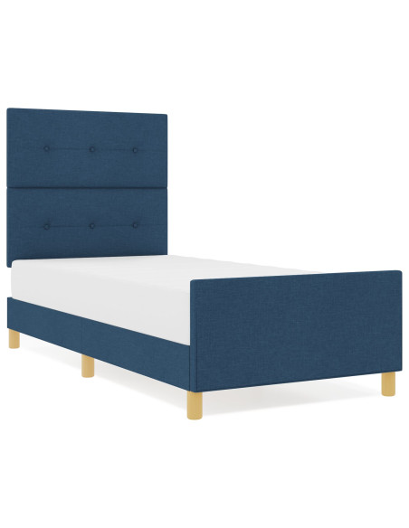 Struttura del letto con testiera Blu 90 x 200 cm Tessuto