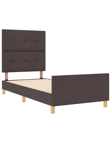 Struttura Letto Marrone Scuro 100x200 cm Tessuto