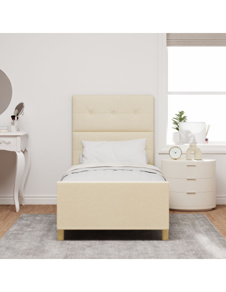 Struttura del letto con testiera Crema 100 x 200 cm Tessuto