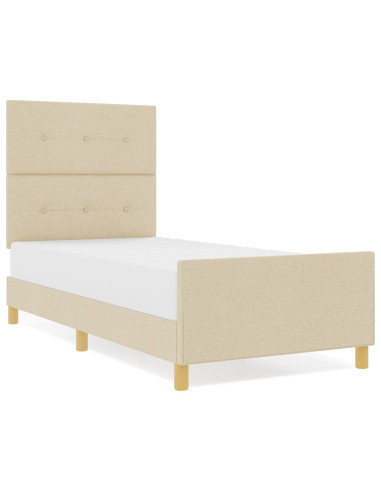 Struttura del letto con testiera Crema 100 x 200 cm Tessuto