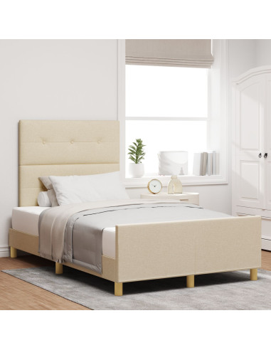 Struttura del letto con testiera Crema 120 x 190 cm Tessuto