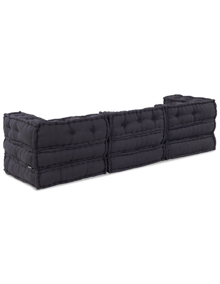 Pouf Modulari  3 pz in Tessuto Antracite