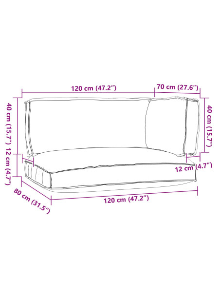 Set di cuscini per pallet  Set di 3 Blu Reale Poliestere Medi