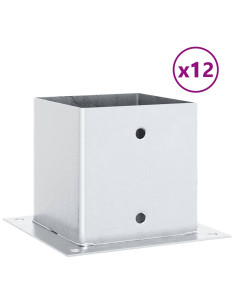 Basi per Pali Quadrate 12 pz Argento 141x141 mm Acciaio Zincato 2