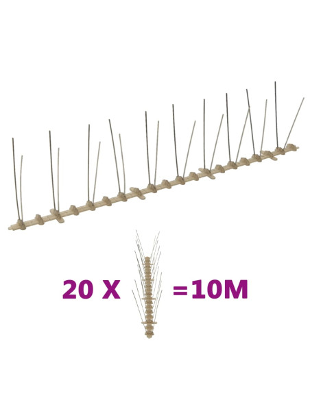 Set Dissuasori per Uccelli e Piccioni 20 pz 2 File 10 m