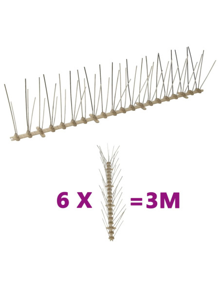 Set Dissuasori per Uccelli e Piccioni 6 pz 5 File 3 m