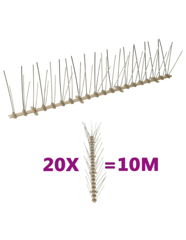 Set Dissuasori per Uccelli e Piccioni 20 pz 5 File 10 m