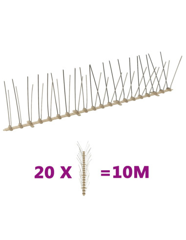 Set Dissuasori per Uccelli e Piccioni 20 pz 4 File 10 m