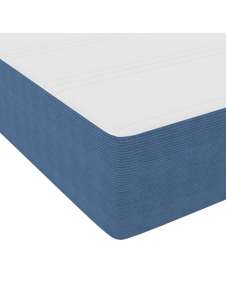 Letto Box Spring con Materasso Blu 120x200 cm Fodera in Corduroy