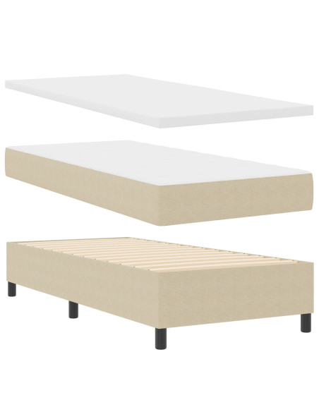 Letto con Box Spring e Materasso Verde Chiaro Grigio 90x200 cm Tessuto di Corduroy