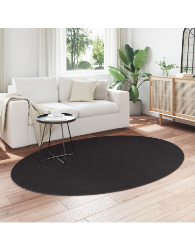 Tappeti per area Ovale HUARTE Nero 140 x 200 cm 100% Poliestere