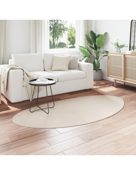 Tappeti  Beige Poliestere 100 x 200 cm Tappeto d'accento Ovale
