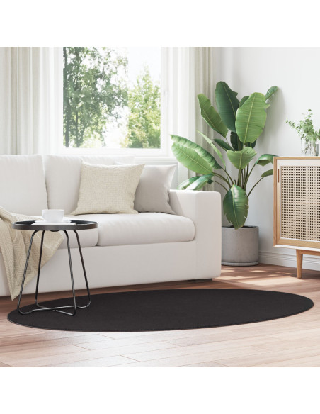 Tappeti per area Ovale HUARTE Nero 120 x 170 cm 100% Poliestere