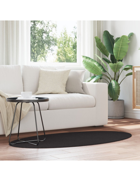 Tappeti per area Ovale HUARTE Nero 150 x 80 cm 100% Poliestere
