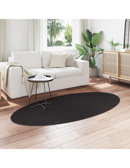 Tappeti per area Ovale HUARTE Nero 100 x 200 cm 100% Poliestere