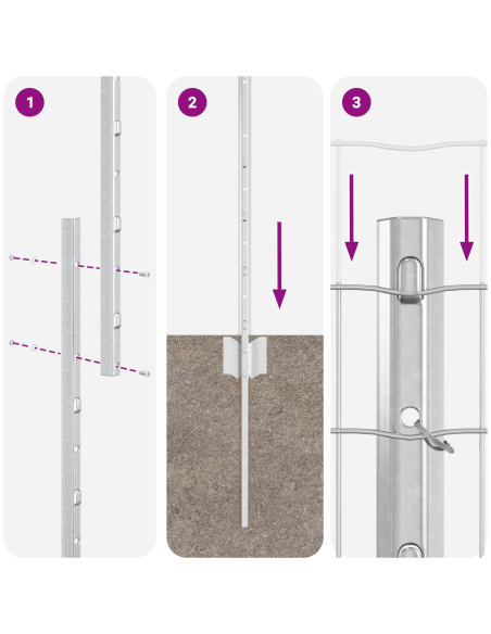 Set di Recinzioni per Giardino Set di 2 Acciaio Zincato 25 x 1 m