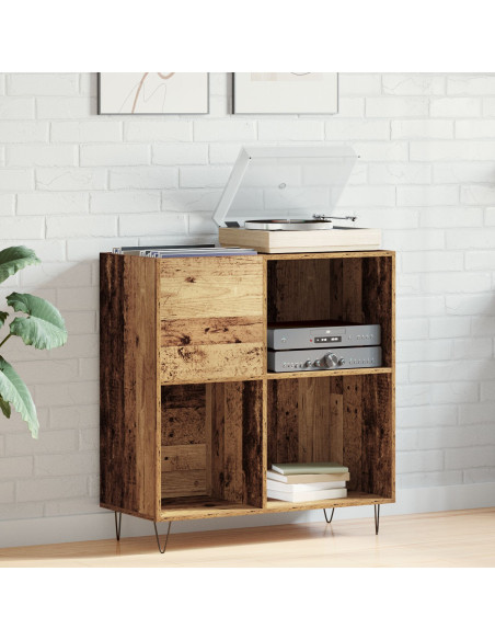 Mobile porta vinili rovere artigianale 85 x 38 x 89 cm