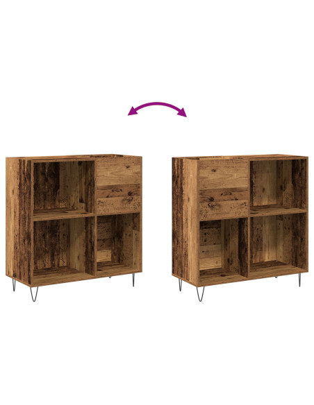 Mobile porta vinili rovere artigianale 85 x 38 x 89 cm