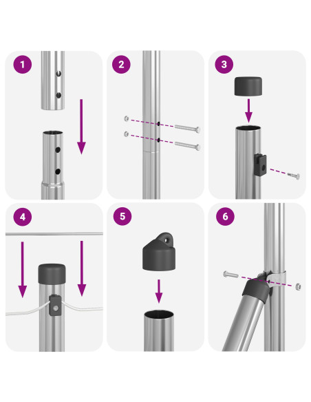Palo della recinzione 52 pcs Grigio 3,2 x 3,2 x 150 cm