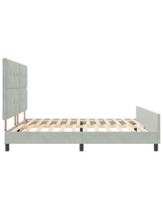 Letto a molle con testiera Grigio chiaro 200 x 200 cm Velluto