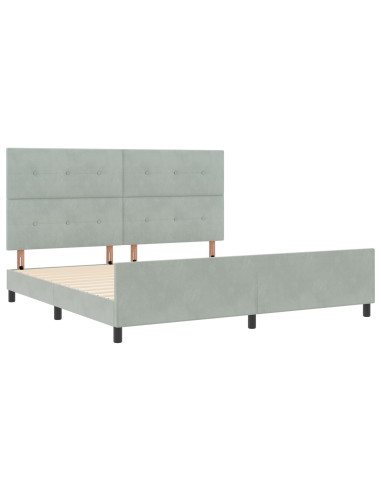 Letto a molle con testiera Grigio chiaro 200 x 200 cm Velluto