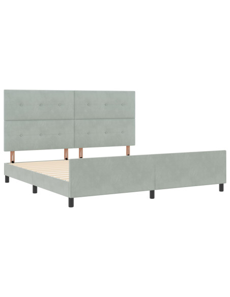Letto a molle con testiera Grigio chiaro 200 x 200 cm Velluto