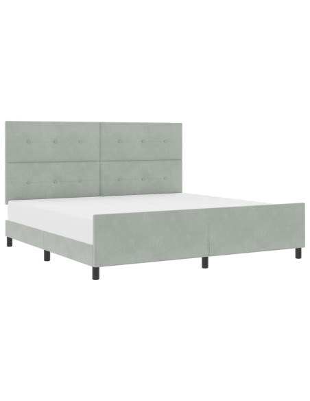 Letto a molle con testiera Grigio chiaro 200 x 200 cm Velluto
