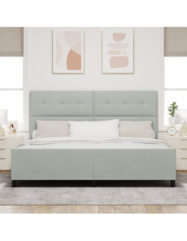 Letto a molle con testiera Grigio chiaro 200 x 200 cm Velluto