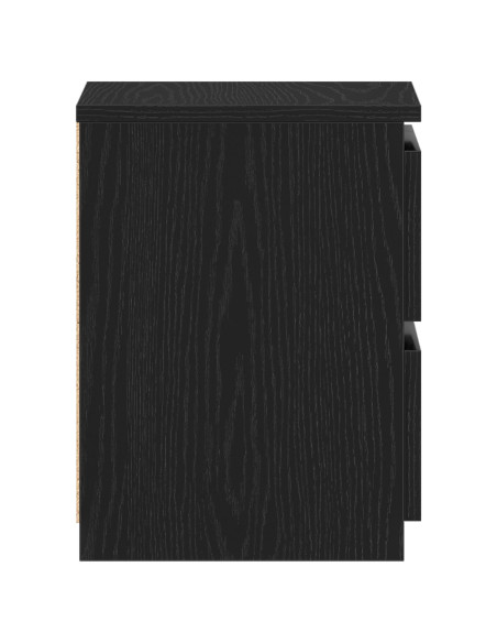 Comodino  con cassetti Nero Rovere 30x30x40 cm