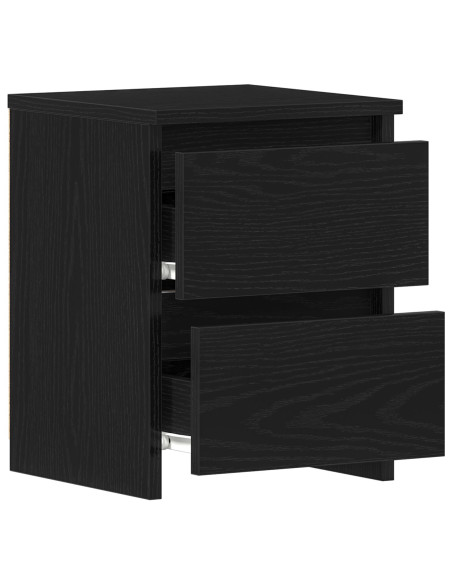 Comodino  con cassetti Nero Rovere 30x30x40 cm