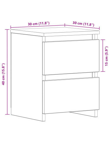 Armadio da Notte Rovere Nero 30 x 30 x 40 cm Legno multistrato