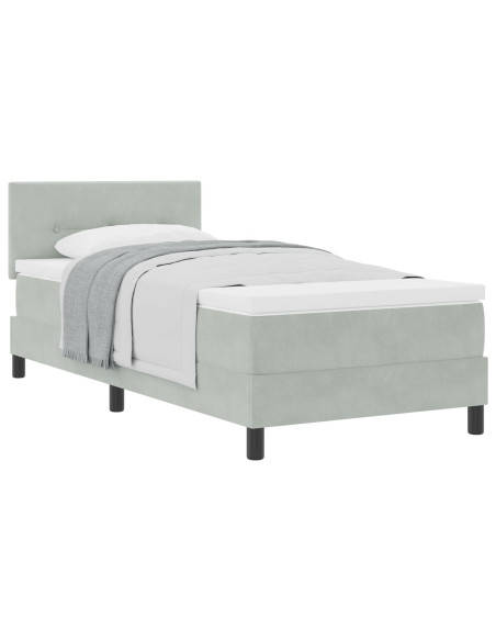Letto a molle con materasso Grigio chiaro 90 x 200 cm Velluto
