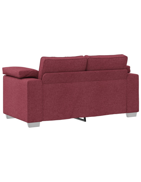 Set divano 2 pezzi con cuscini in tessuto rosso vino