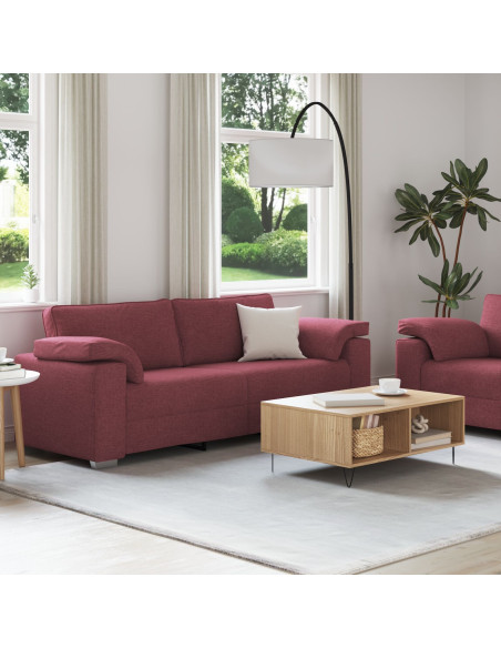 Set divano 2 pezzi con cuscini in tessuto rosso vino