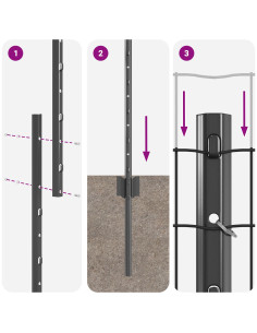 Recinzione con Posto Grigio 1 x 25 m Acciaio e PVC