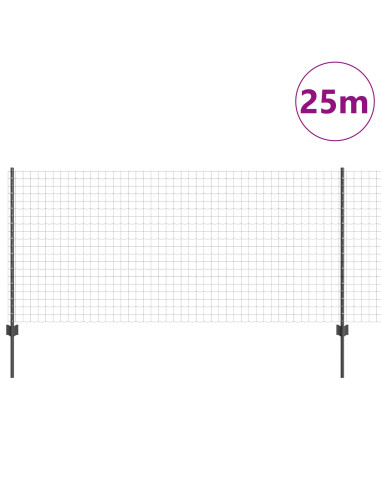Recinzione con Posto Grigio 1 x 25 m Acciaio e PVC