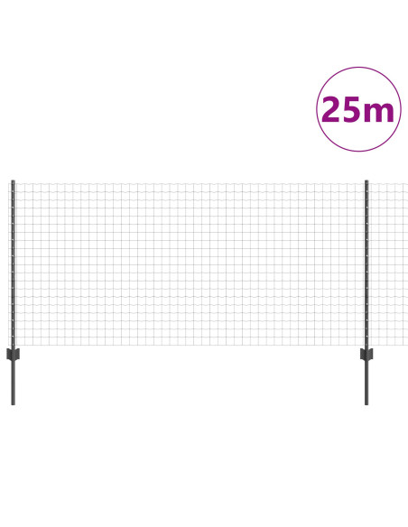 Recinzione con Posto Grigio 1 x 25 m Acciaio e PVC