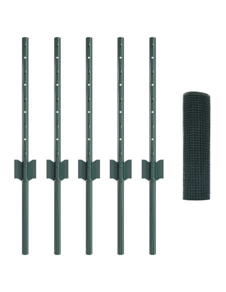 Recinzione in filo saldato  con 5 pali a U Verde 0.4x10 m Acciaio