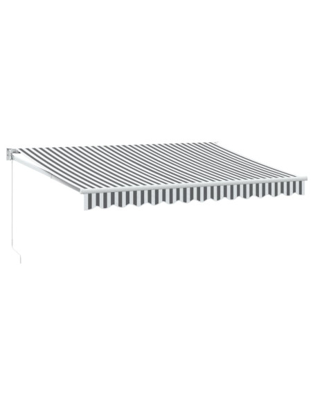 Tenda Retrattile Antracite e Bianca 3,5x2,5m Tessuto/Alluminio