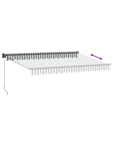 Tenda Retrattile Antracite e Bianca 3,5x2,5m Tessuto/Alluminio
